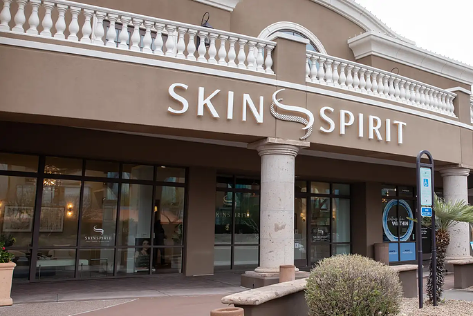 SkinSpirit Scottsdale’s entrance at Zocallo Plaza.